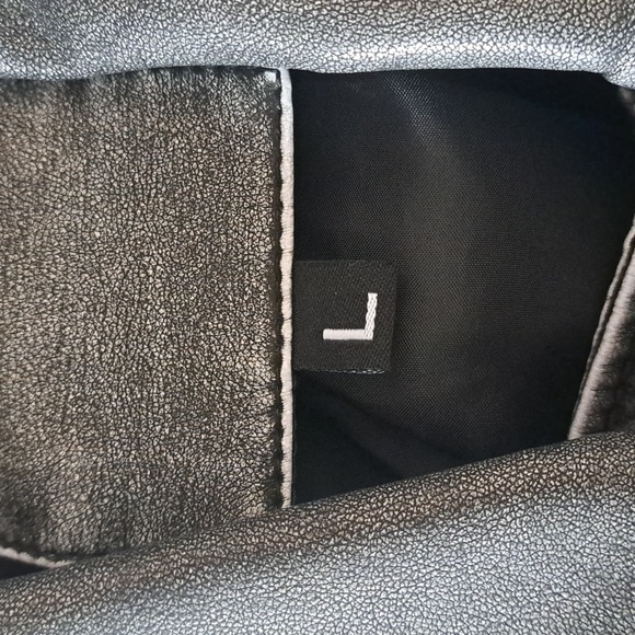 LARGE.   SHEIN FAUX DISTRESSED LEATHER BELTED JACKET - Picture 10 of 11